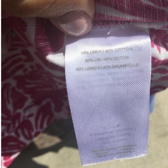 Crewcuts girls dress size 5 linen ruffle pink white preppy coastal beachy flower - Picture 8 of 10